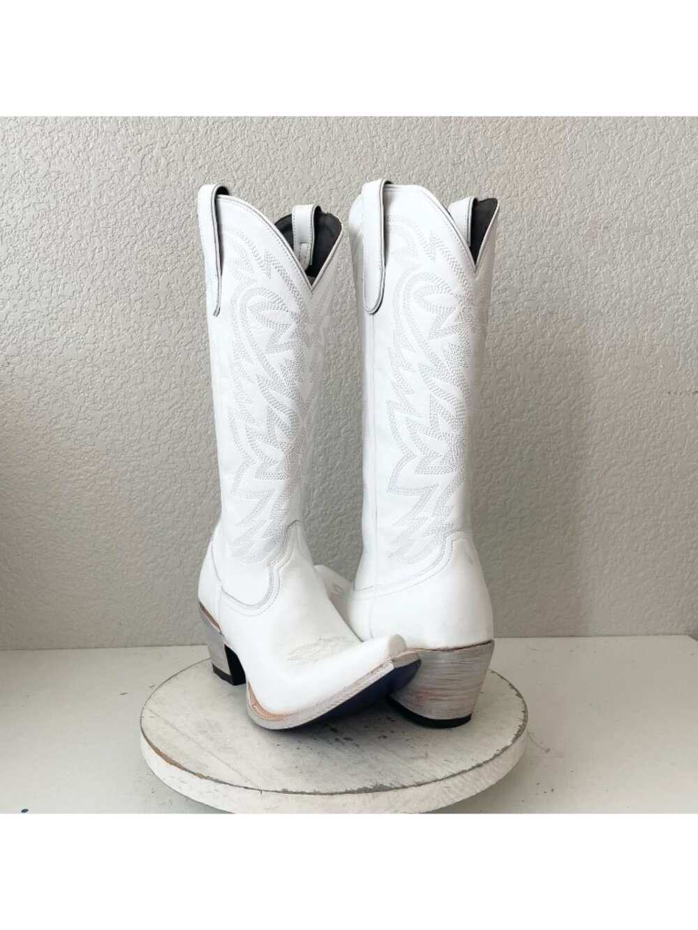 Lane MEGAN MORONEY Smokeshow White Cowboy Boots Western Cowgirl Tall Snip Toe 11